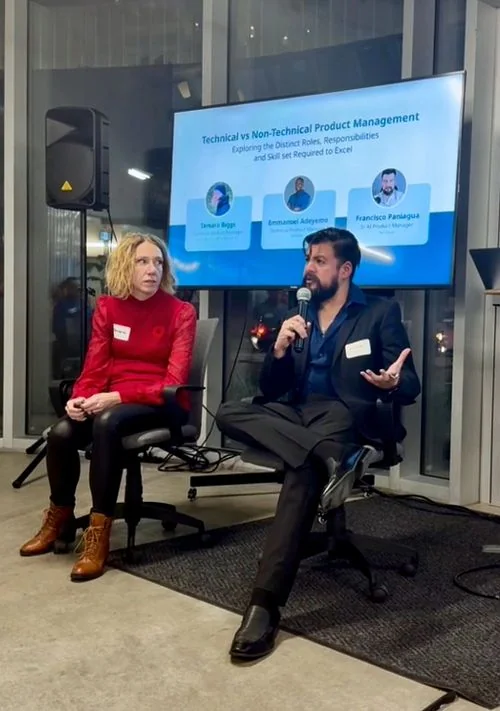 Francisco Paniagua speaking on a Product Calgary panel